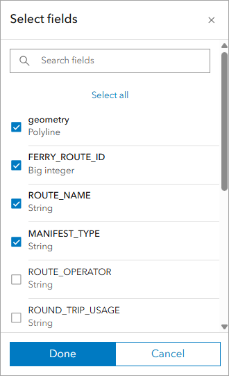 Select fields